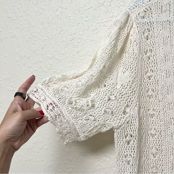 NWT Lauren Ralph Lauren Black Label Biege Linen Long Cardigan Crochet Size 2X - Picture 3 of 8